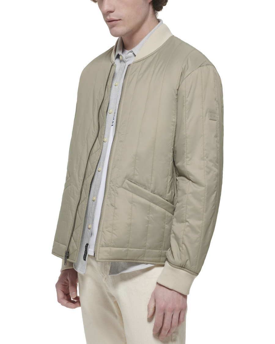 (image for) Distinctive Recycled Nylon Channel Quilted Bomber Jacket